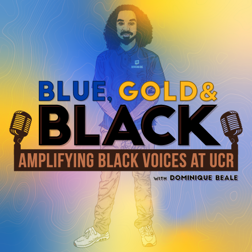 A graphic promoting the Blue, Gold & BLACK podcast. 