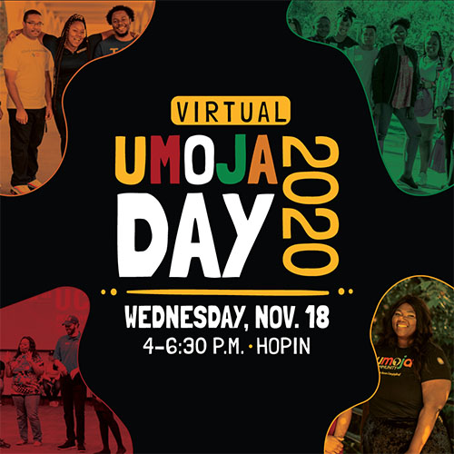 A graphic promoting Virtual Umoja Day 2020.